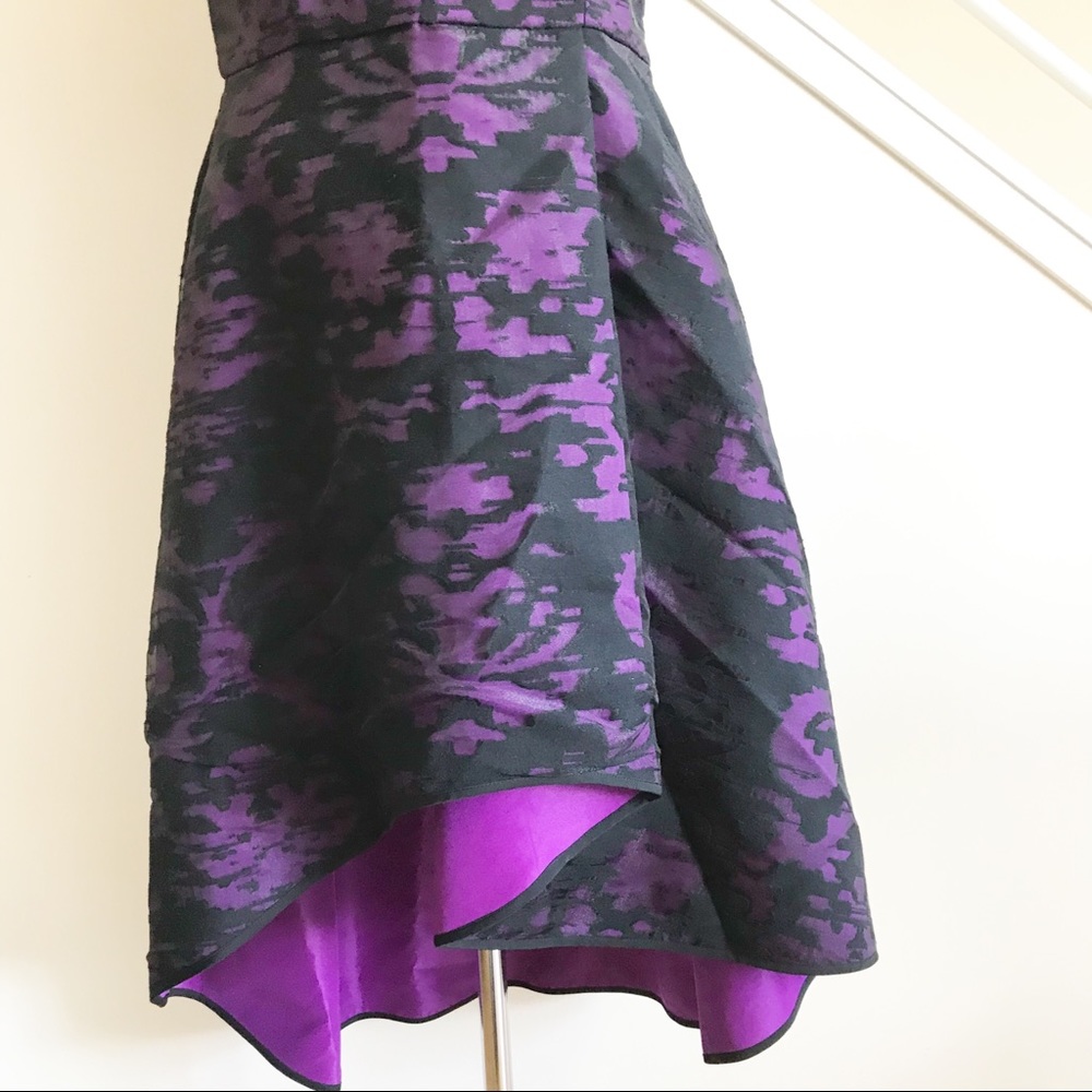 Milly Martina Fil Coupe Sleeveless Hi Low Flared Midi Dress Purple Black 12 NWT - Picture 8 of 16
